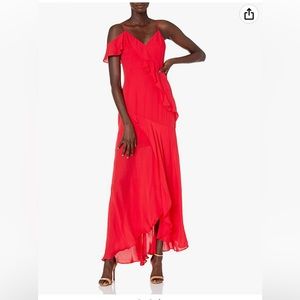Parker Emilia Spaghetti Strap Silk Maxi Dress Black Label 4 Cherry Red Stunning